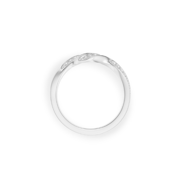 14K Solid Gold Twisted Half Line Diamond Ring Band