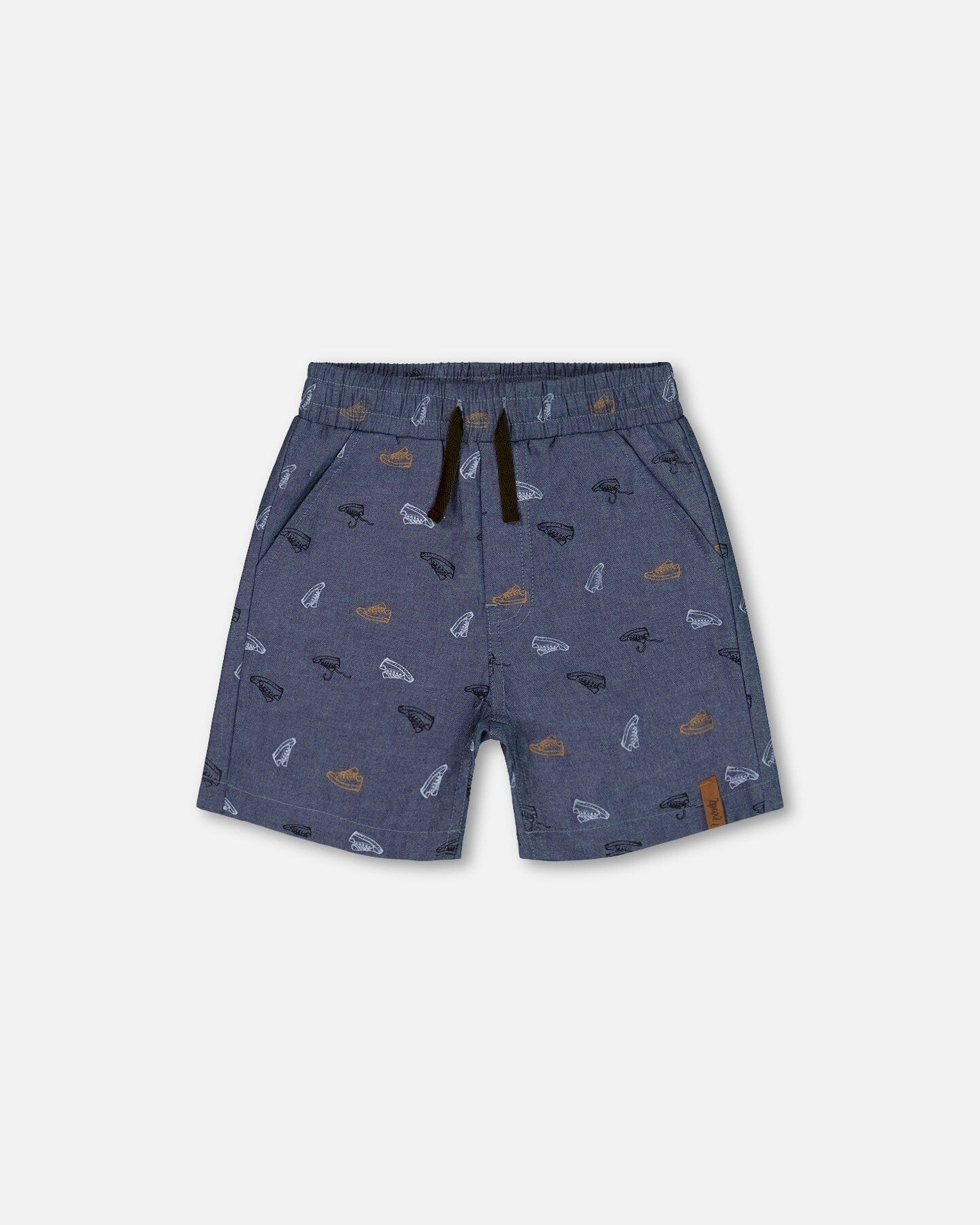 Printed Chambray Short Gray, White And Tan