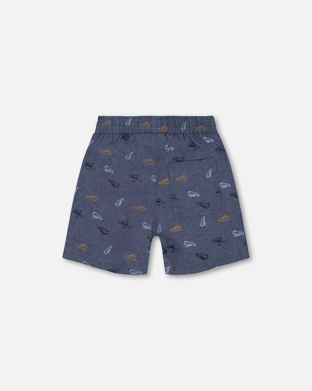 Printed Chambray Short Gray, White And Tan