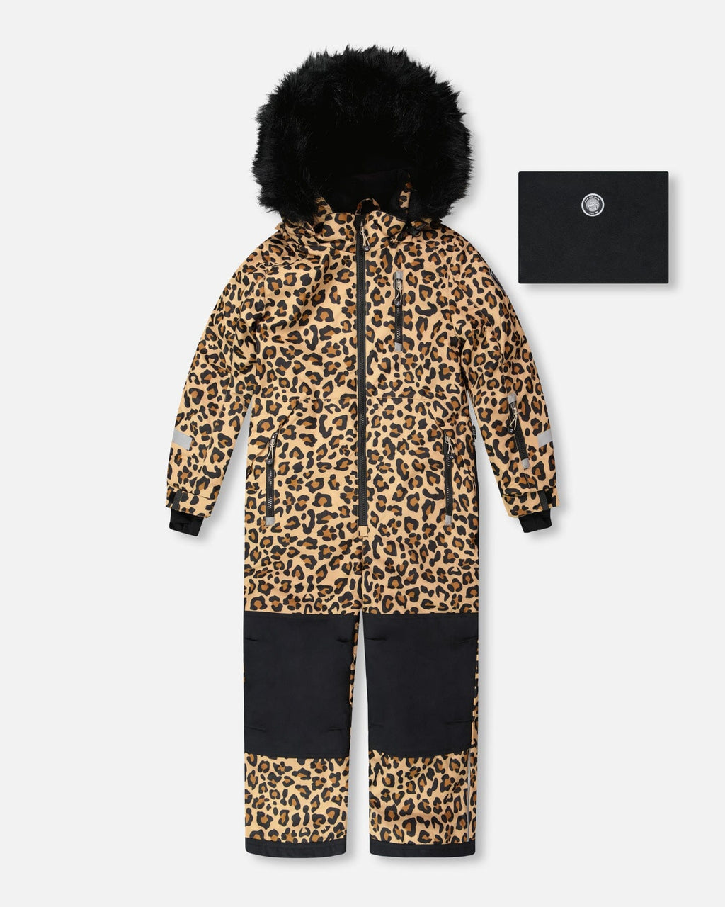 One-Piece Play Snowsuit Beige Leopard
