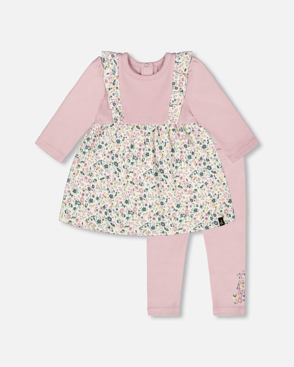 Organic Cotton Bi-Material Tunic And Leggings Set Neutral Purple