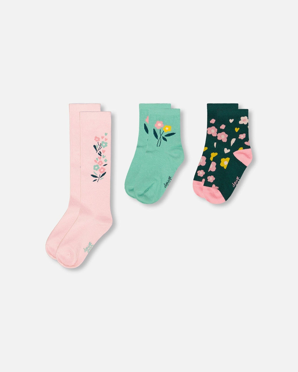 3-Pack Knit Socks Pink And Green