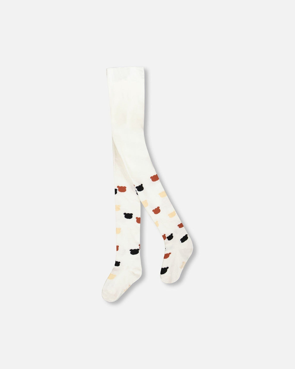 Knit Tights Off-White With Teddy Bear Pattern