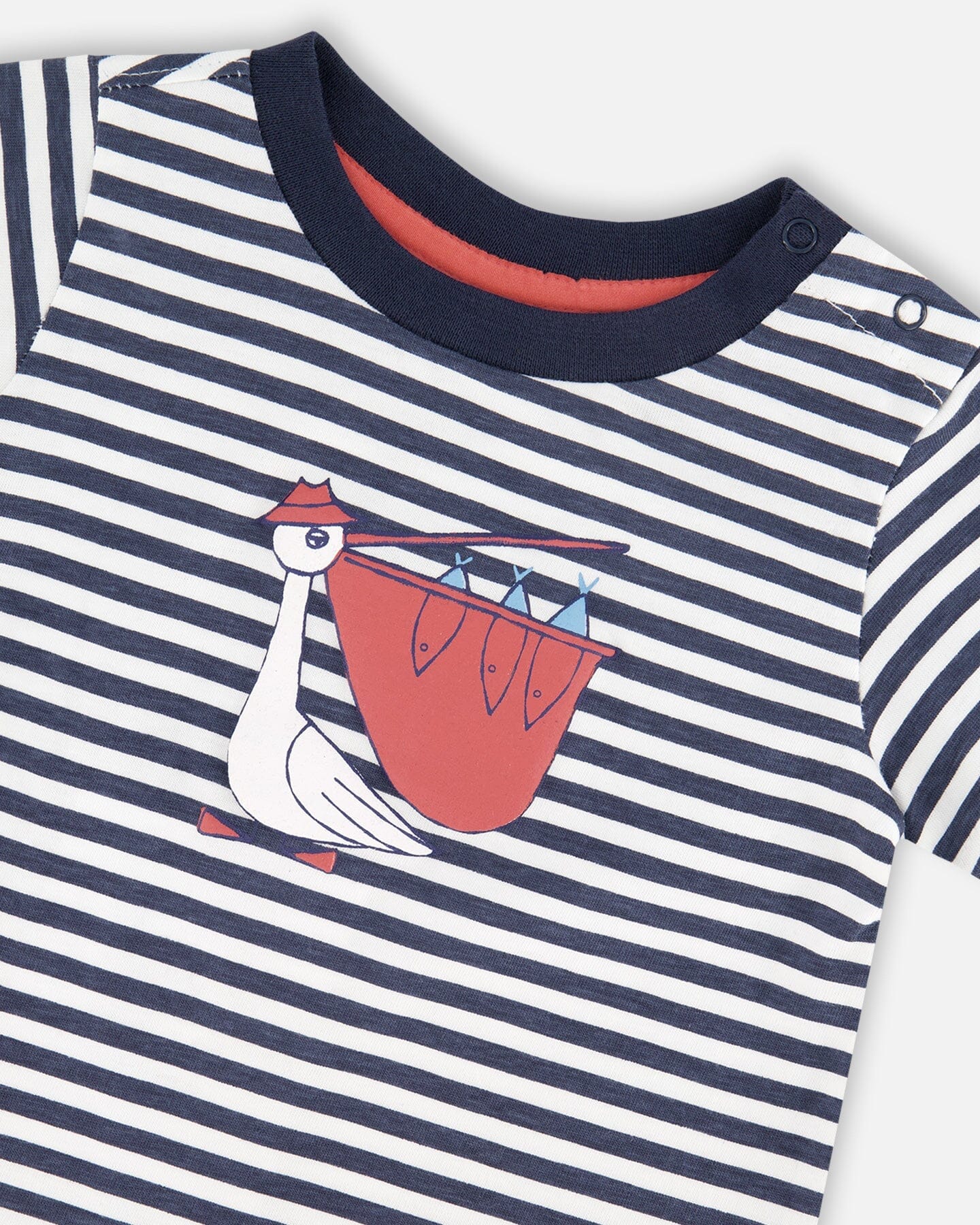 Organic Cotton T-Shirt And Short Set Blue Stripes And Blue