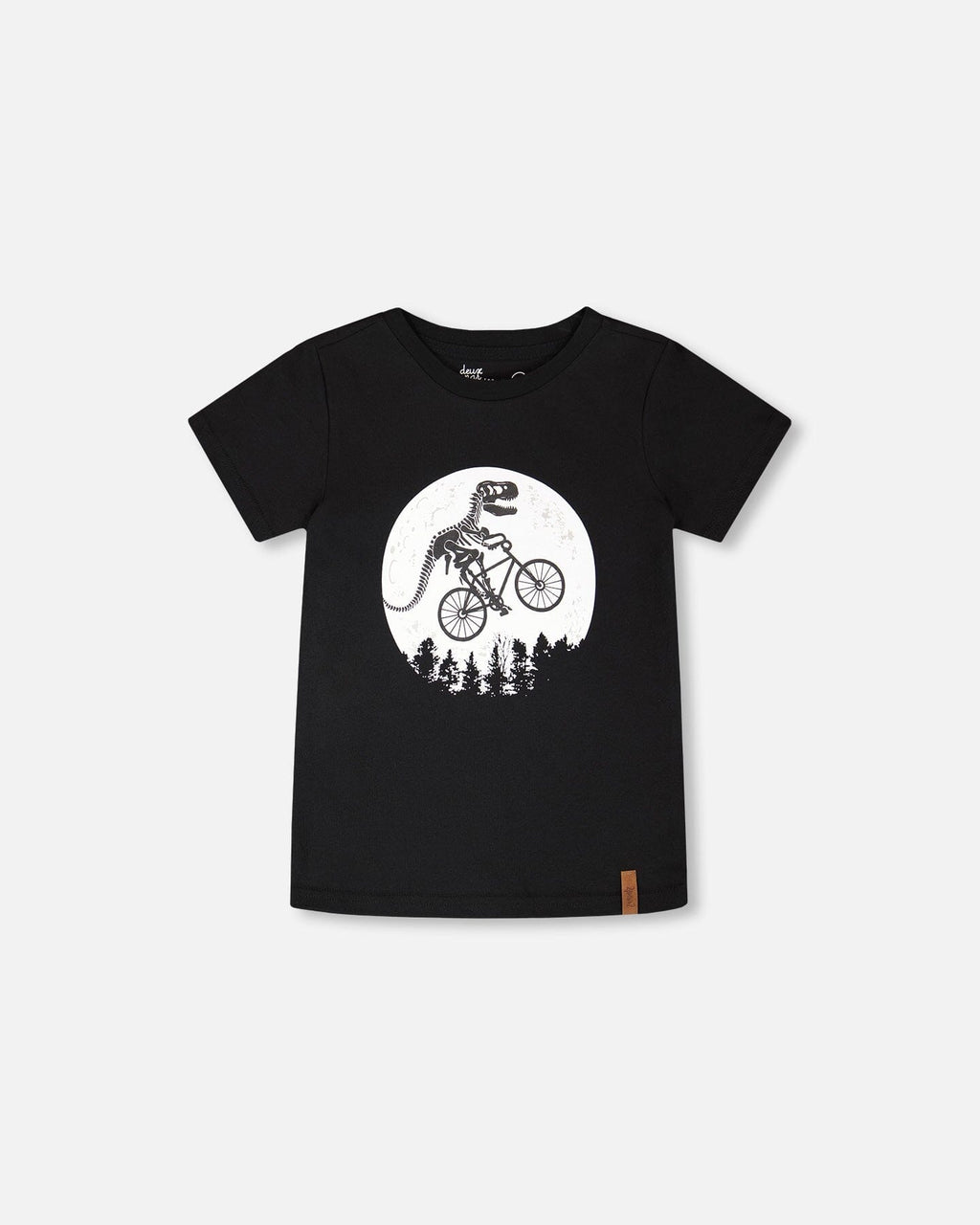Organic Cotton Jersey T-Shirt With Dino On Bike Print Black