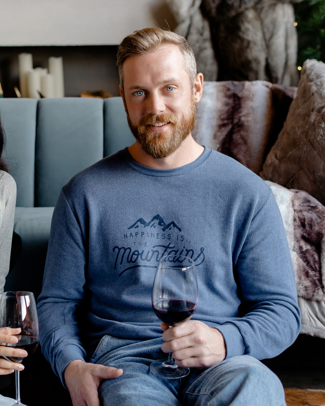 Men's Mountains Crew Sweatshirt, Heather Navy