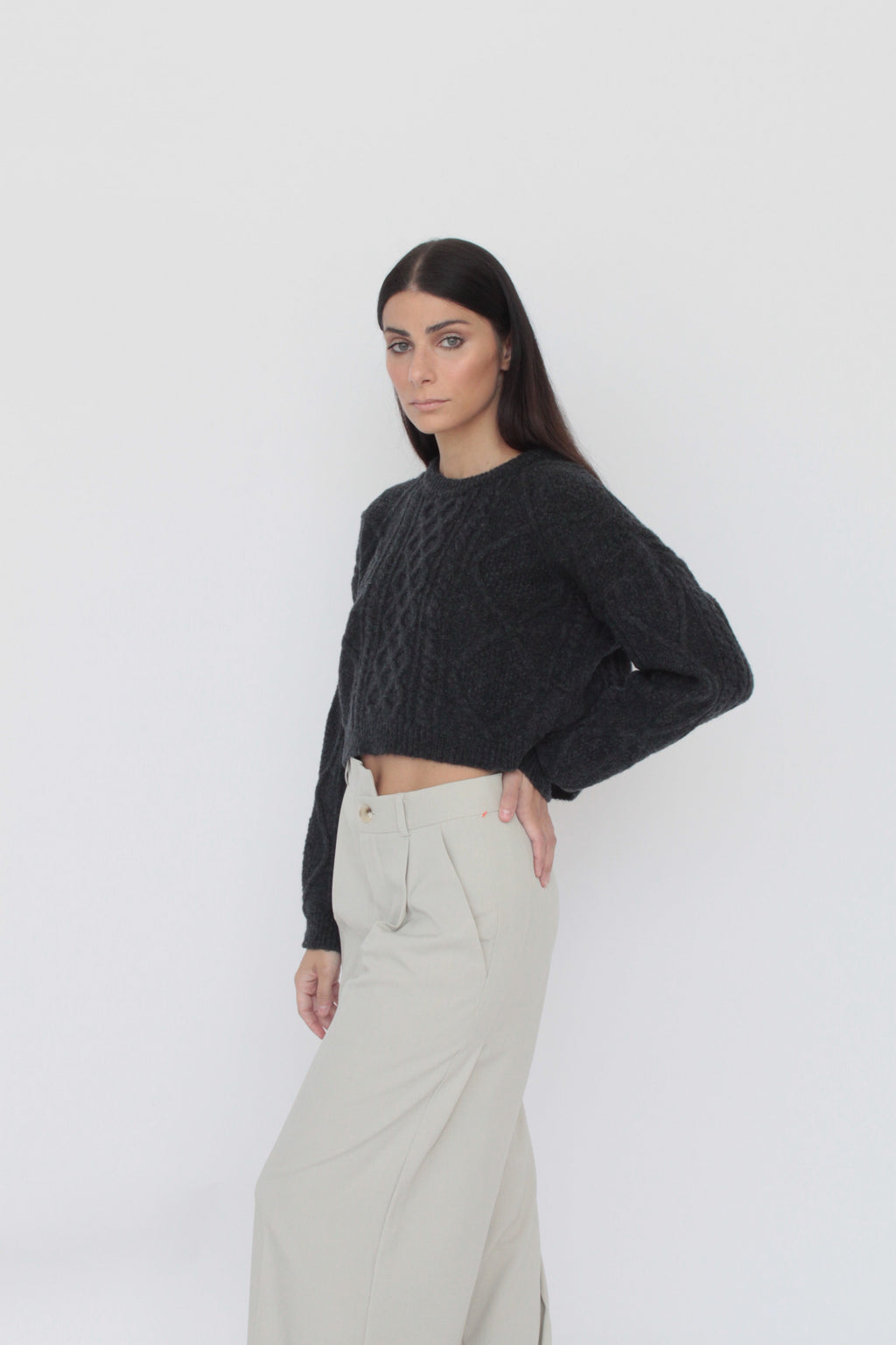 Maglione con trecce in Lana Merinos - Caterina